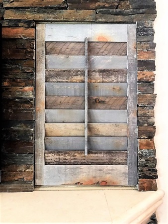 Reclaimed wood plantation shutters